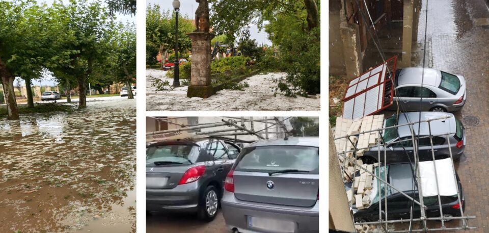 Una fuerte tromba de granizo daña coches y rompe cristales de viviendas en Medina de Rioseco